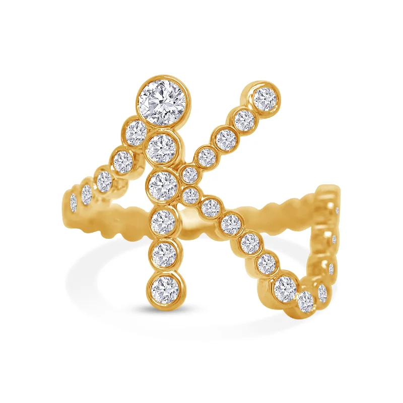 Pinky Rings with a Braided Metal Band for a Handmade AestheticInitial Letter "K" Alphabet, White Sparkling Cubic Zirconia Bezel Set Promise Ring In for Women Pinky Rings with a Braided Metal Band for a Handmade AestheticInitial Letter "K" Alphabet, White Sparkling Cubic Zirconia Bezel Set Promise Ring In for Women