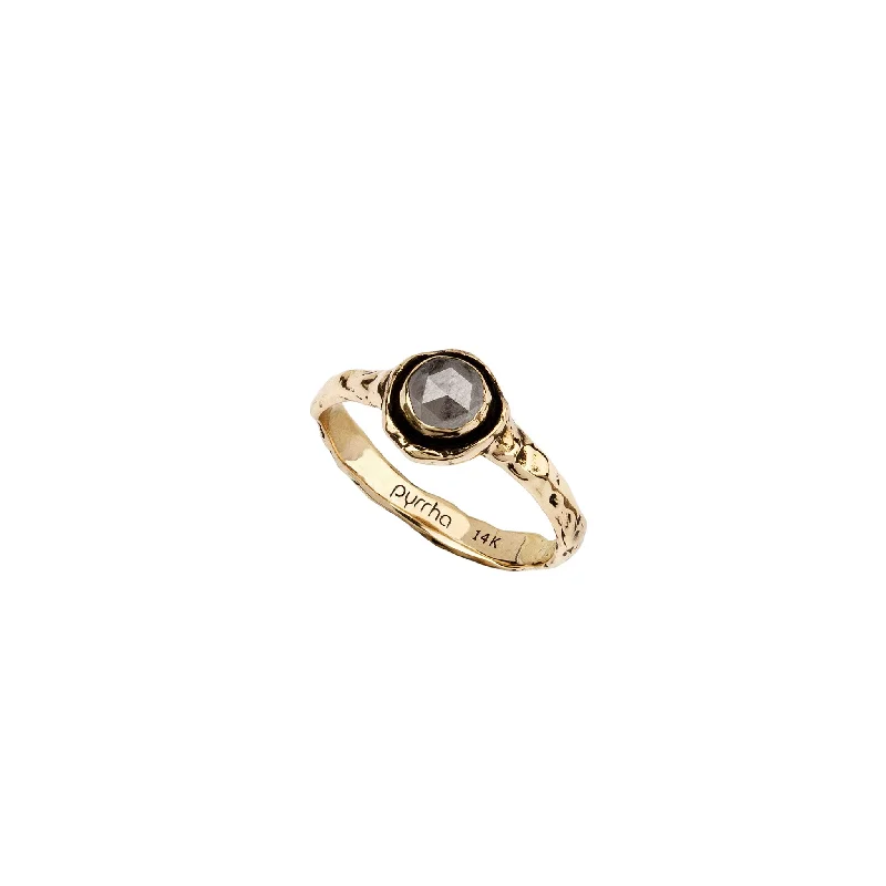 Minimalist Women's Rings with a Single Pearl in 14K Gold - Plated BandsNarrow Grey Rustic Diamond 14K Gold Faceted Stone Ring Minimalist Women's Rings with a Single Pearl in 14K Gold - Plated BandsNarrow Grey Rustic Diamond 14K Gold Faceted Stone Ring