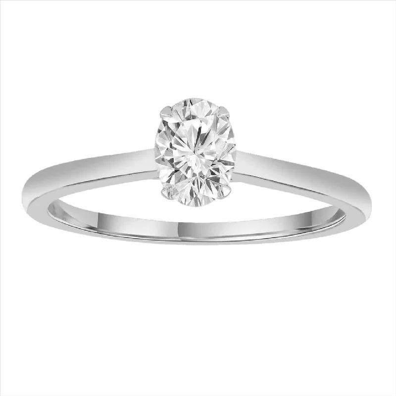 Vintage - Style Women's Diamond Rings with Floral - Engraved Bands and Multiple Diamond Accents9ct White Gold 0.50Ct HI/I1 Oval Solitaire Diamond Ring Vintage - Style Women's Diamond Rings with Floral - Engraved Bands and Multiple Diamond Accents9ct White Gold 0.50Ct HI/I1 Oval Solitaire Diamond Ring
