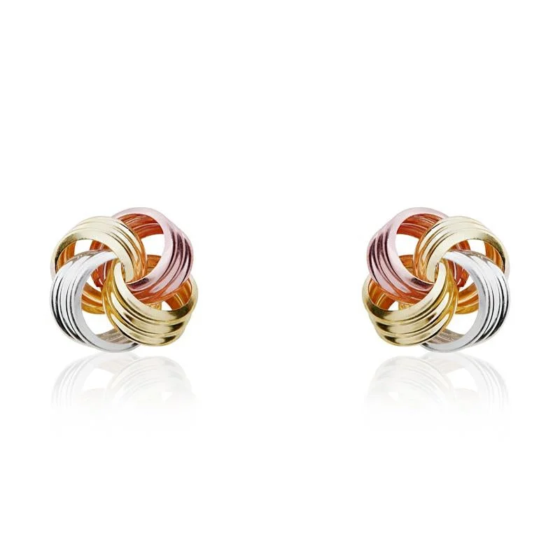9ct Yellow Rose and White Gold 9mm Looped Knot Stud Earrings