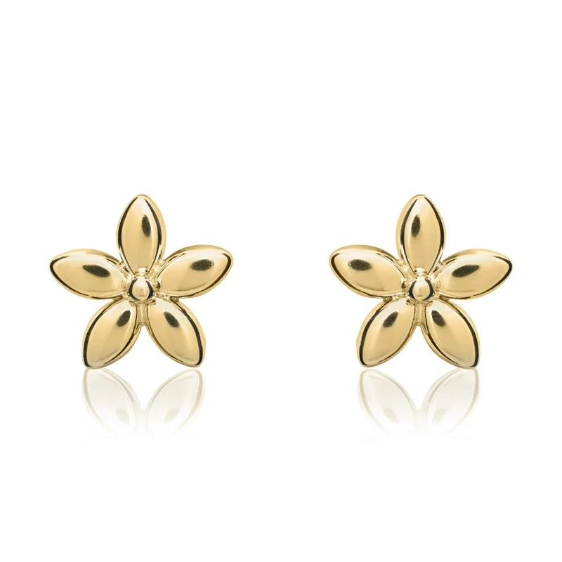 9ct Yellow Gold 9mm Flower Stud Earrings