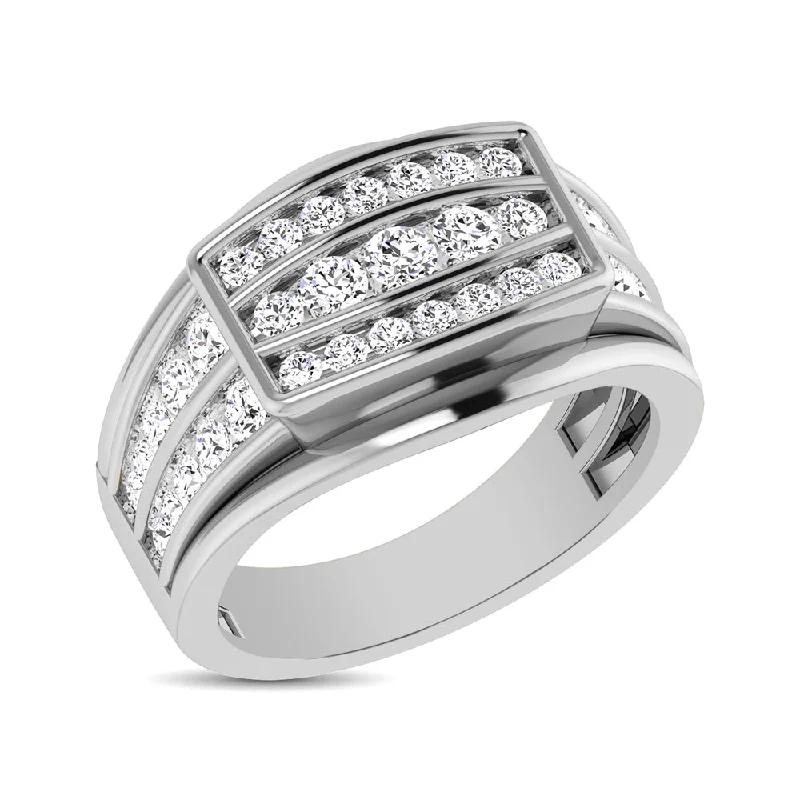 Women's Diamond Rings with Side - Stone Pave Setting for a Sparkling and Continuous Shine10K White Gold 1 1/2 Ct.Tw. Diamond Men's Fashion Ring Women's Diamond Rings with Side - Stone Pave Setting for a Sparkling and Continuous Shine10K White Gold 1 1/2 Ct.Tw. Diamond Men's Fashion Ring