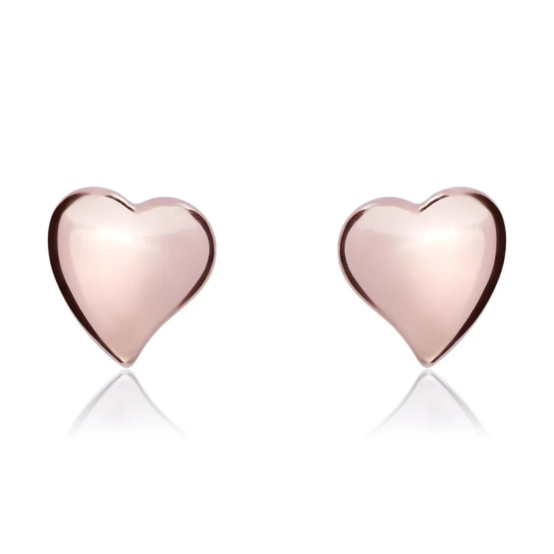 9ct Rose Gold 6mm Heart Stud Earrings