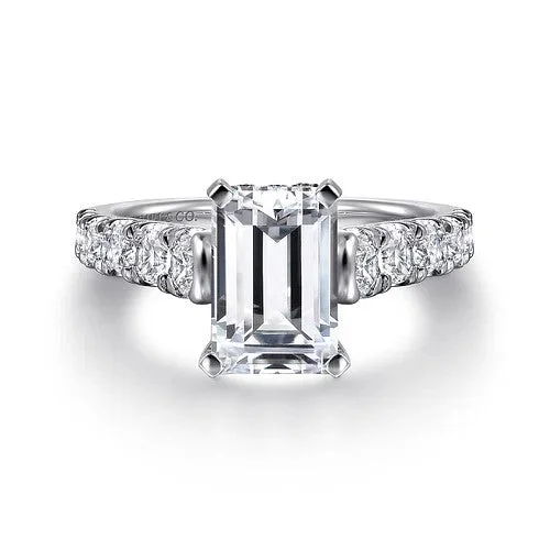 Men's Emerald Engagement Rings with 14K Yellow Gold and Vintage - Style FiligreePiper - 14K White Gold Emerald Cut Diamond Engagement Ring (Setting Only) Men's Emerald Engagement Rings with 14K Yellow Gold and Vintage - Style FiligreePiper - 14K White Gold Emerald Cut Diamond Engagement Ring (Setting Only)