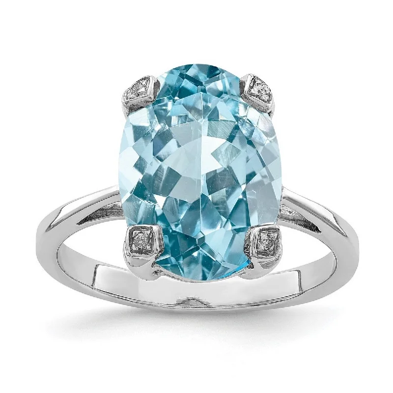 Women's Diamond Rings with Sapphire Accents in Blue for a Colorful and Sophisticated TouchCurata 925 Sterling Silver Polished Open back Rhodium Light Swiss Blue Topaz Diamond Ring Women's Diamond Rings with Sapphire Accents in Blue for a Colorful and Sophisticated TouchCurata 925 Sterling Silver Polished Open back Rhodium Light Swiss Blue Topaz Diamond Ring