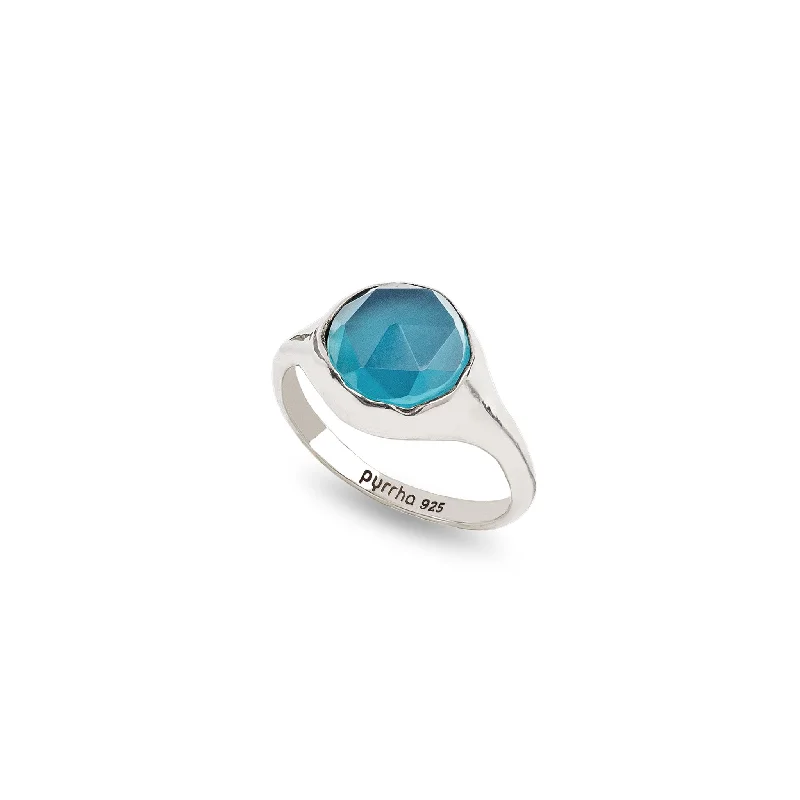 Gothic - Style Women's Rings with Black Onyx and Silver SkullsBlue Chalcedony Large Faceted Stone Set Signet Ring Gothic - Style Women's Rings with Black Onyx and Silver SkullsBlue Chalcedony Large Faceted Stone Set Signet Ring
