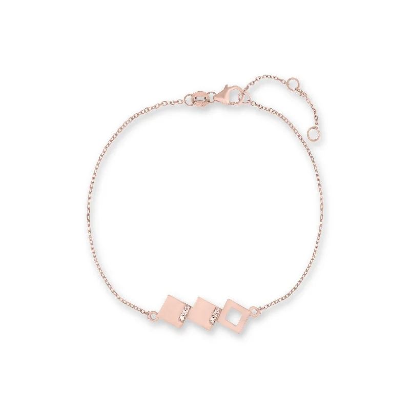 Ksenia Mirella Geo 18ct Rose Gold 0.04ct Diamond Square Bracelet