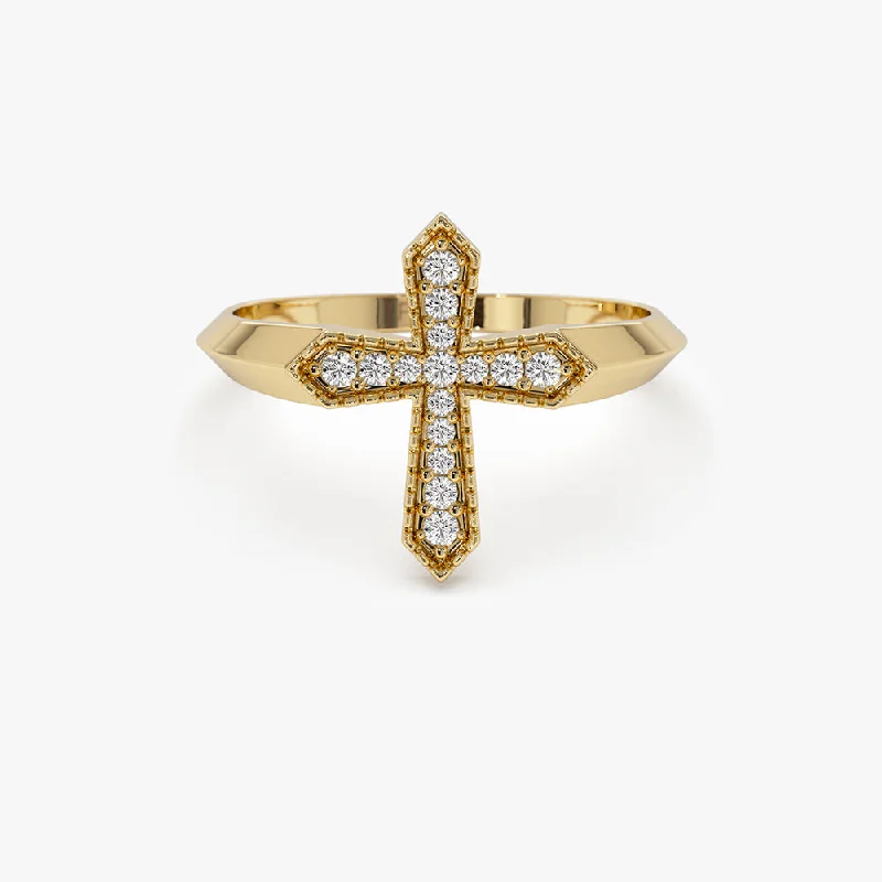 Art Deco - Inspired Women's Diamond Rings with Geometric Designs and Baguette - Cut Diamonds14k Diamond Cross Ring Art Deco - Inspired Women's Diamond Rings with Geometric Designs and Baguette - Cut Diamonds14k Diamond Cross Ring