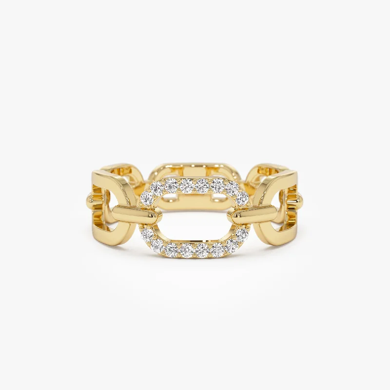 Channel - Set Women's Diamond Rings with Diamonds Securely Held in a Metal Groove for Durability14k Diamond Buckle Chain Ring Channel - Set Women's Diamond Rings with Diamonds Securely Held in a Metal Groove for Durability14k Diamond Buckle Chain Ring