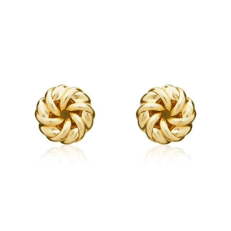 9ct Yellow Gold 6mm Looped Knot Stud Earrings