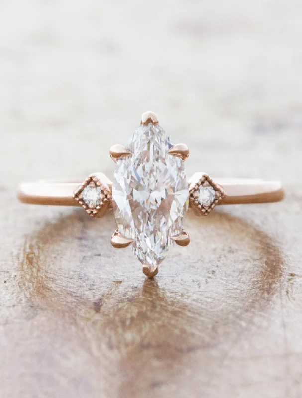 Men's Opal Engagement Rings in 10K Gold with a Milgrain - Trimmed BandBianca - 1.01ct Marquise Lab Grown Diamond Men's Opal Engagement Rings in 10K Gold with a Milgrain - Trimmed BandBianca - 1.01ct Marquise Lab Grown Diamond