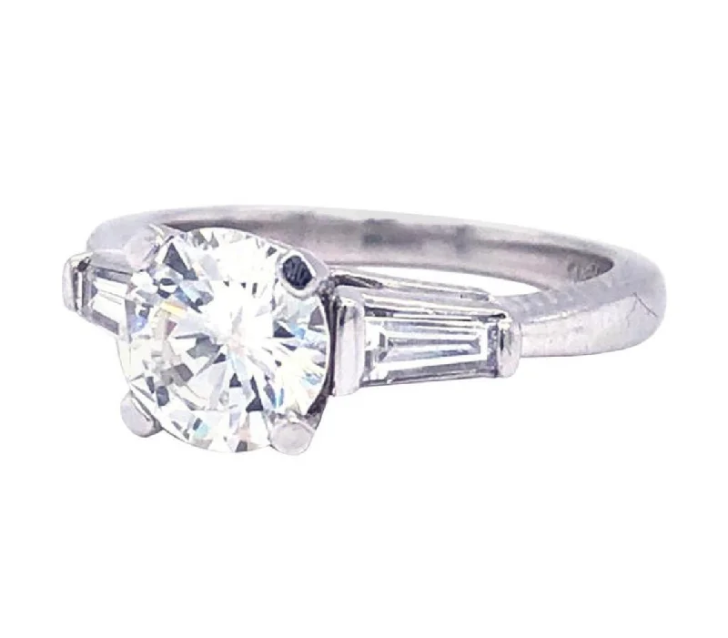 Heart - Shaped Women's Diamond Rings in Rose Gold for a Romantic and Symbolic Gift1.03 Carat Center Round Diamond with 0.35 ctw Baguette-Cut Diamond Platinum Ring Heart - Shaped Women's Diamond Rings in Rose Gold for a Romantic and Symbolic Gift1.03 Carat Center Round Diamond with 0.35 ctw Baguette-Cut Diamond Platinum Ring