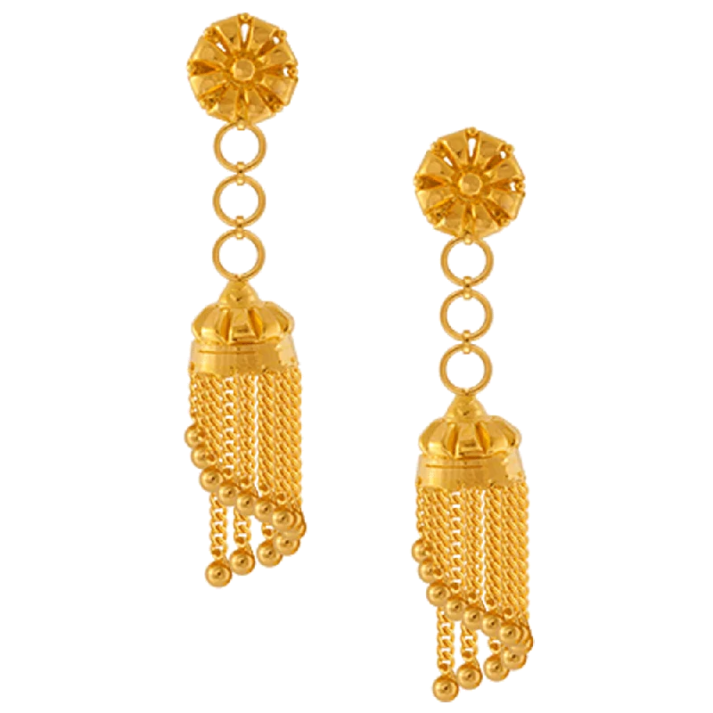Halo - Style Women's Diamond Rings with a Center Diamond Surrounded by Smaller Diamonds in 18K Gold22KT Yellow Gold Jhumki Earrings For Women