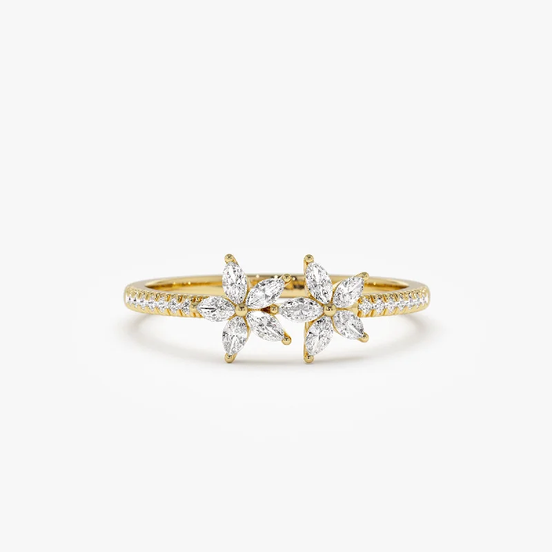 Art Deco - Inspired Women's Diamond Rings with Geometric Designs and Baguette - Cut Diamonds14k Marquise Shaped Diamond Flower Design Statement Ring Art Deco - Inspired Women's Diamond Rings with Geometric Designs and Baguette - Cut Diamonds14k Marquise Shaped Diamond Flower Design Statement Ring