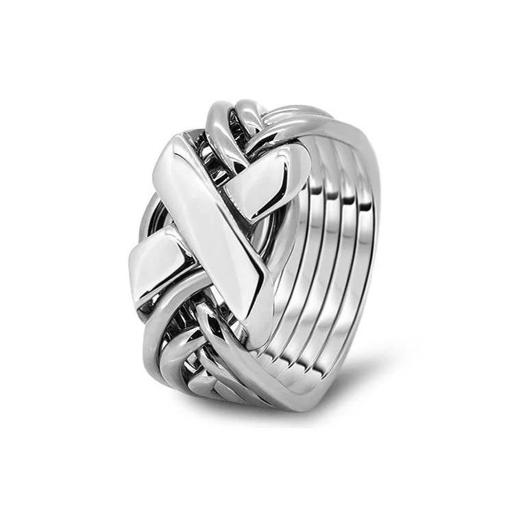 Puzzle rings with a phoenix motif for rebirth and renewalMens Platinum 6FX-M
