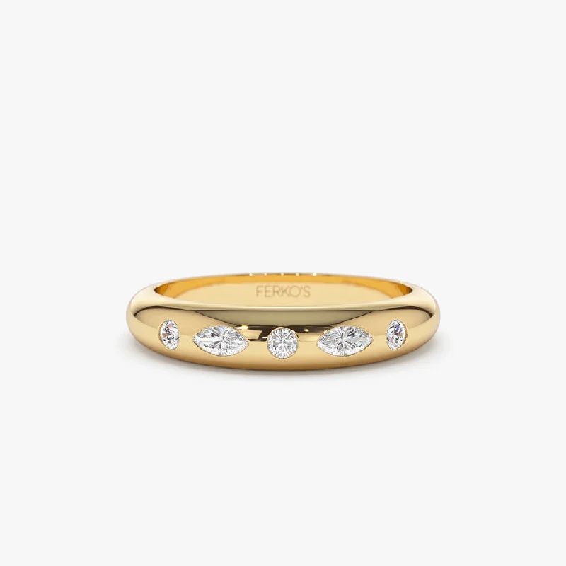 Signature - Design Women's Diamond Rings with a Brand - Specific Pattern and High - Quality Diamonds14k Dome Marquise and Round Diamonds Flush Setting Ring Signature - Design Women's Diamond Rings with a Brand - Specific Pattern and High - Quality Diamonds14k Dome Marquise and Round Diamonds Flush Setting Ring