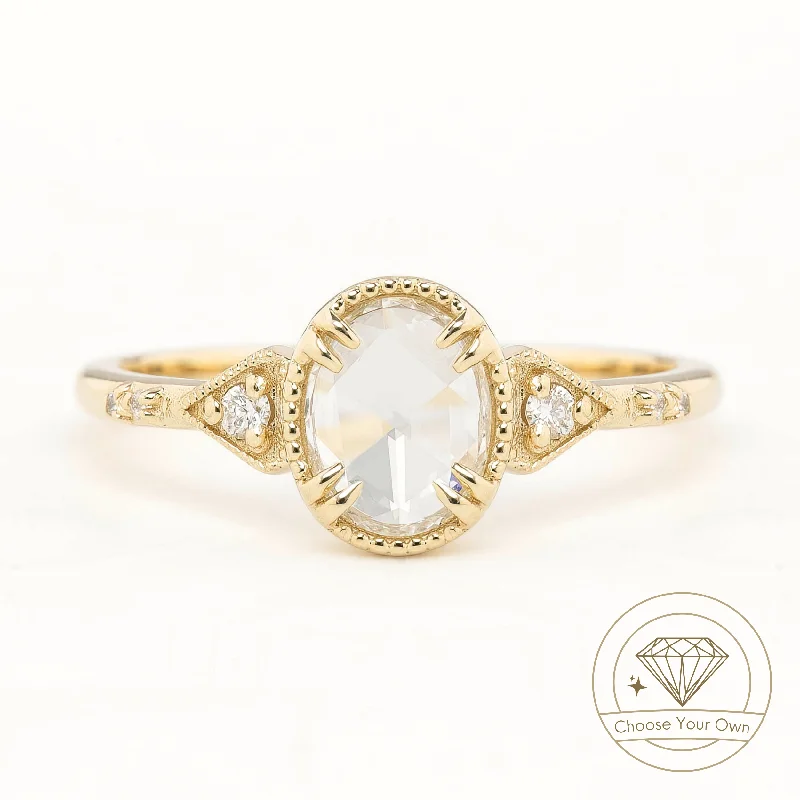 Pear - Shaped Women's Diamond Rings in Yellow Gold with a Single - Diamond Pendant LookAgatha Ring, Oval Rose Cut Diamond Pear - Shaped Women's Diamond Rings in Yellow Gold with a Single - Diamond Pendant LookAgatha Ring, Oval Rose Cut Diamond