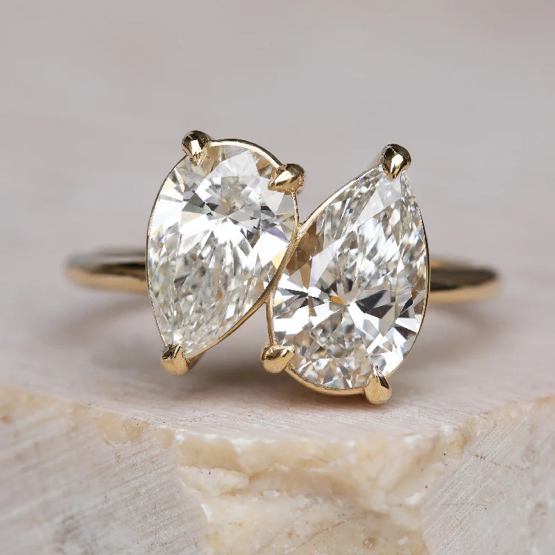 Three - Stone Women's Diamond Rings Symbolizing Past, Present, and Future with Emerald - Cut Diamonds3.26ct Toi et Moi Pear Diamond Ring | One Of A Kind Three - Stone Women's Diamond Rings Symbolizing Past, Present, and Future with Emerald - Cut Diamonds3.26ct Toi et Moi Pear Diamond Ring | One Of A Kind