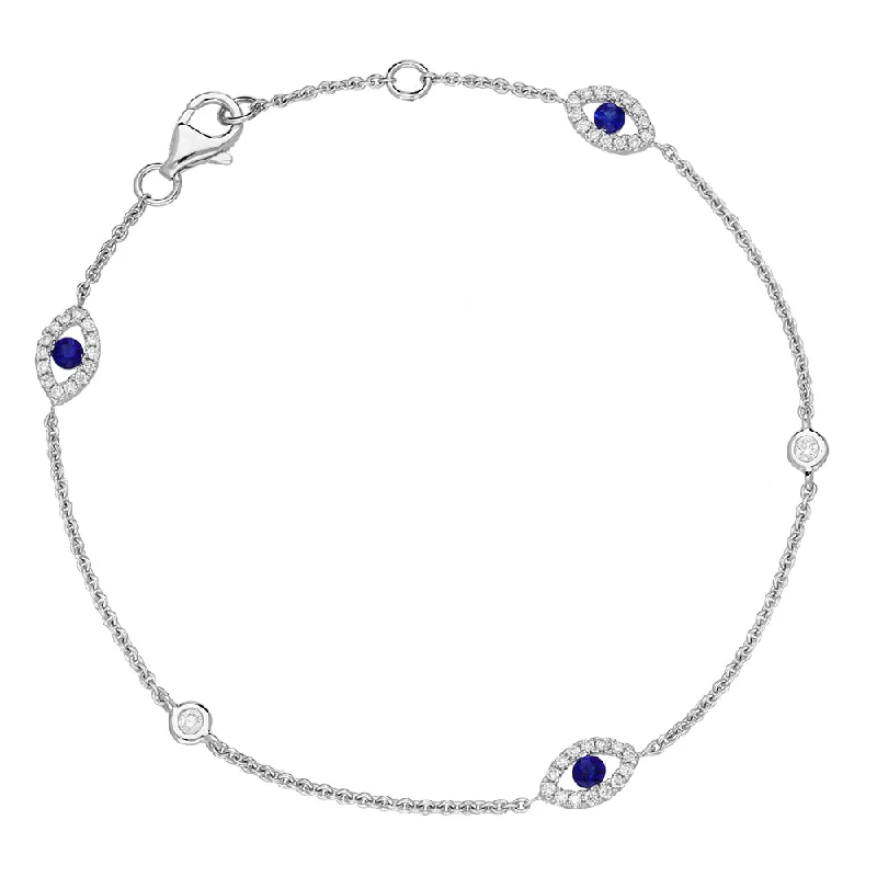 18ct White Gold Sapphire Diamond Marquise Bracelet