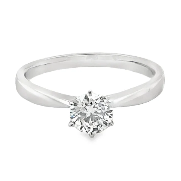 Cathedral - Style Women's Diamond Rings with a Raised Center Setting and Elaborate Metalwork9ct White Gold Solitaire Round Brilliant Cut Lab Grown Diamond Ring 0.53ct Cathedral - Style Women's Diamond Rings with a Raised Center Setting and Elaborate Metalwork9ct White Gold Solitaire Round Brilliant Cut Lab Grown Diamond Ring 0.53ct