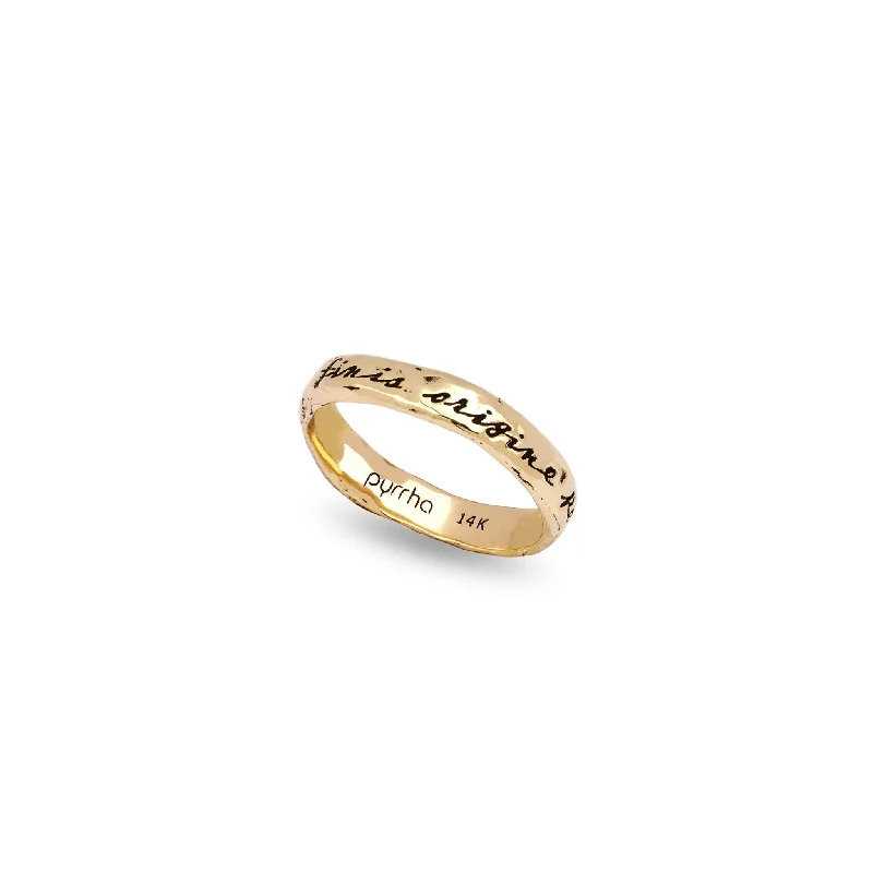 Floral - Patterned Women's Rings in 18K Yellow Gold for a Feminine LookThe End Depends Upon The Beginning 14K Gold Poesy Ring Floral - Patterned Women's Rings in 18K Yellow Gold for a Feminine LookThe End Depends Upon The Beginning 14K Gold Poesy Ring