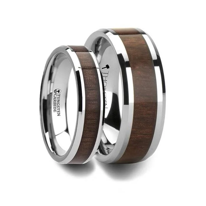 Men's kinetic rings with moving partsThorsten HALIFAX Tungsten Wedding Band with Bevels and Black Walnut Wood Inlay - 4mm - 12mm Men's kinetic rings with moving partsThorsten HALIFAX Tungsten Wedding Band with Bevels and Black Walnut Wood Inlay - 4mm - 12mm