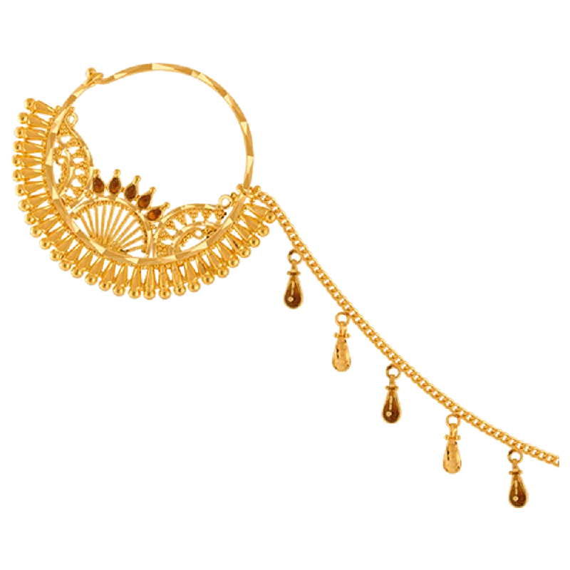 Pear - Shaped Women's Diamond Rings in Yellow Gold with a Single - Diamond Pendant Look22k Yellow Gold Nath Pear - Shaped Women's Diamond Rings in Yellow Gold with a Single - Diamond Pendant Look22k Yellow Gold Nath