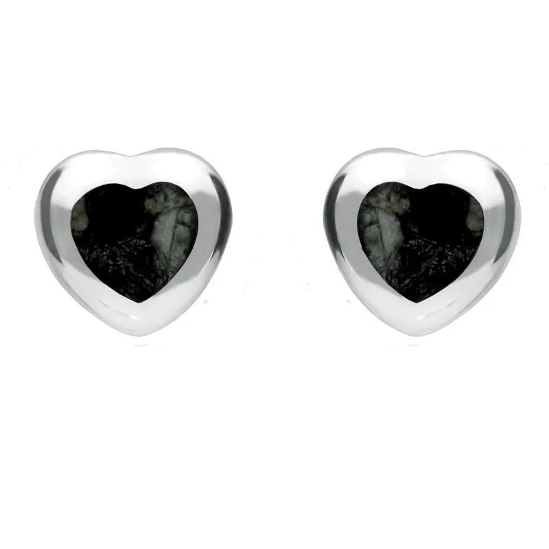 Sterling Silver Preseli Bluestone Medium Heart Stud Earrings