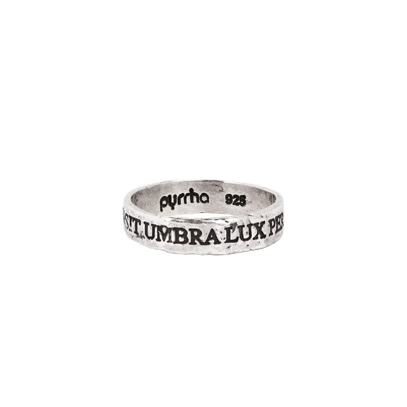 Minimalist Women's Rings with a Single Pearl in 14K Gold - Plated BandsShadow Passes Light Remains Latin Motto Band Ring Minimalist Women's Rings with a Single Pearl in 14K Gold - Plated BandsShadow Passes Light Remains Latin Motto Band Ring