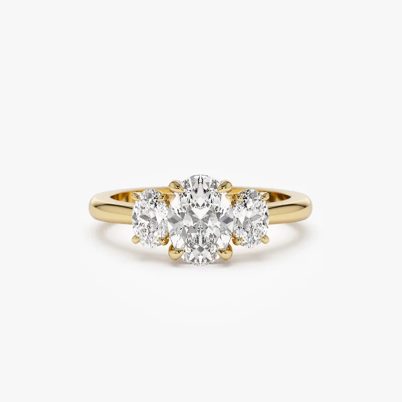 Women's Solitaire Diamond Rings with Round - Cut Diamonds and Platinum Settings for an Elegant Engagement1.50 ctw 14k Oval Shape Lab-Grown Diamond Three Stone Engagement Ring - Serena Women's Solitaire Diamond Rings with Round - Cut Diamonds and Platinum Settings for an Elegant Engagement1.50 ctw 14k Oval Shape Lab-Grown Diamond Three Stone Engagement Ring - Serena