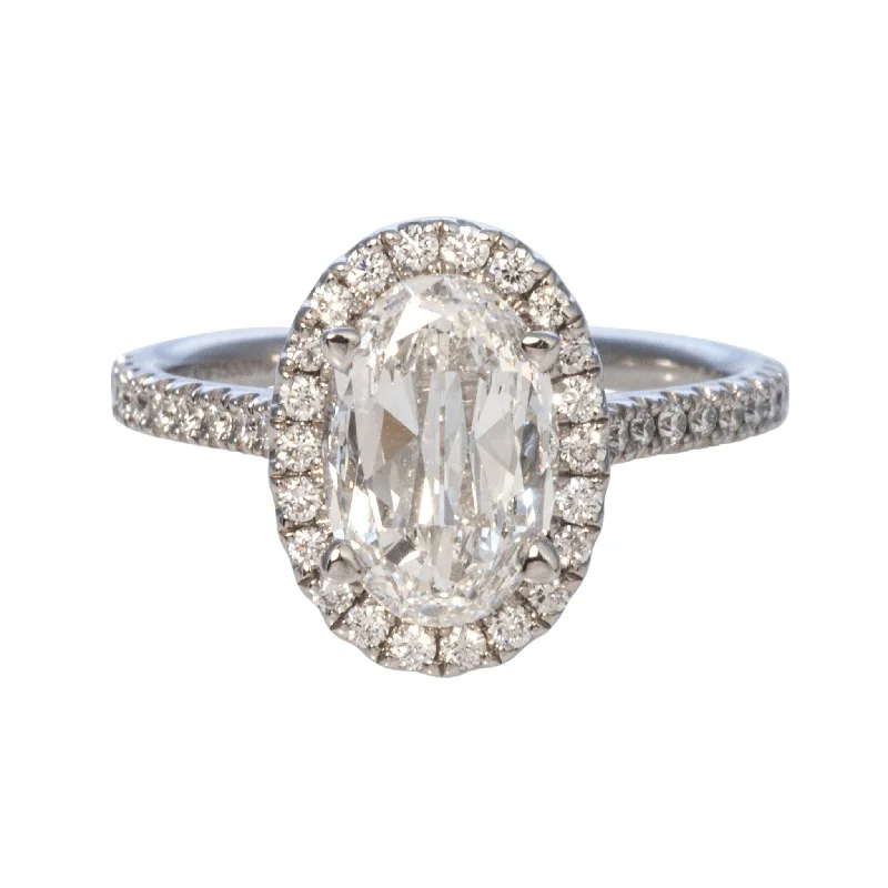 Marquise - Cut Women's Diamond Rings in Palladium for a Unique and Elongated Shape1.5ct Oval Brilliant Diamond Pavé Halo 14K Gold Engagement Ring Marquise - Cut Women's Diamond Rings in Palladium for a Unique and Elongated Shape1.5ct Oval Brilliant Diamond Pavé Halo 14K Gold Engagement Ring