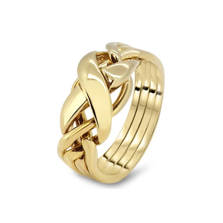 Puzzle rings with a wolf motif for a wild and free spiritMens Gold 4RX-M