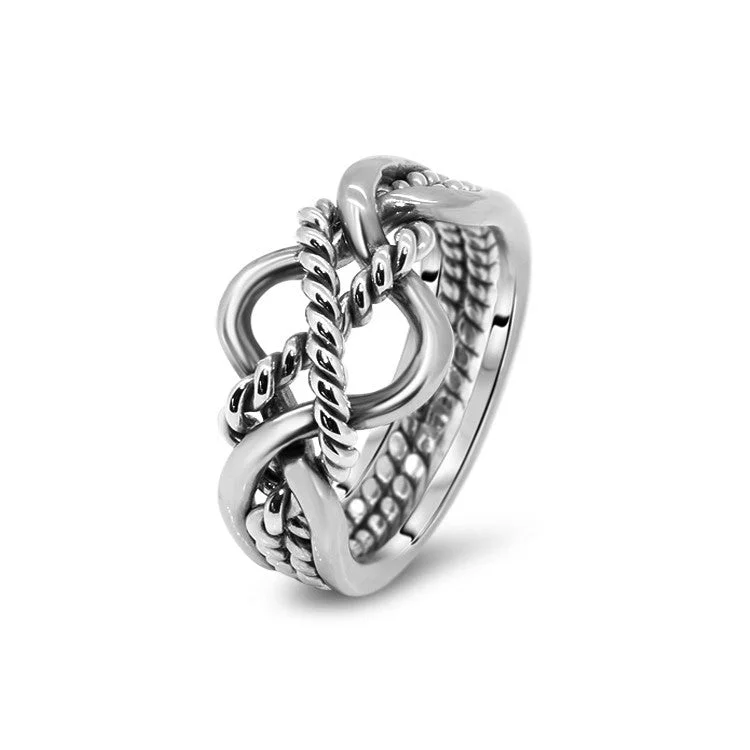 Puzzle rings with a bee motif for hard work and communityMens Platinum 4B2T-M