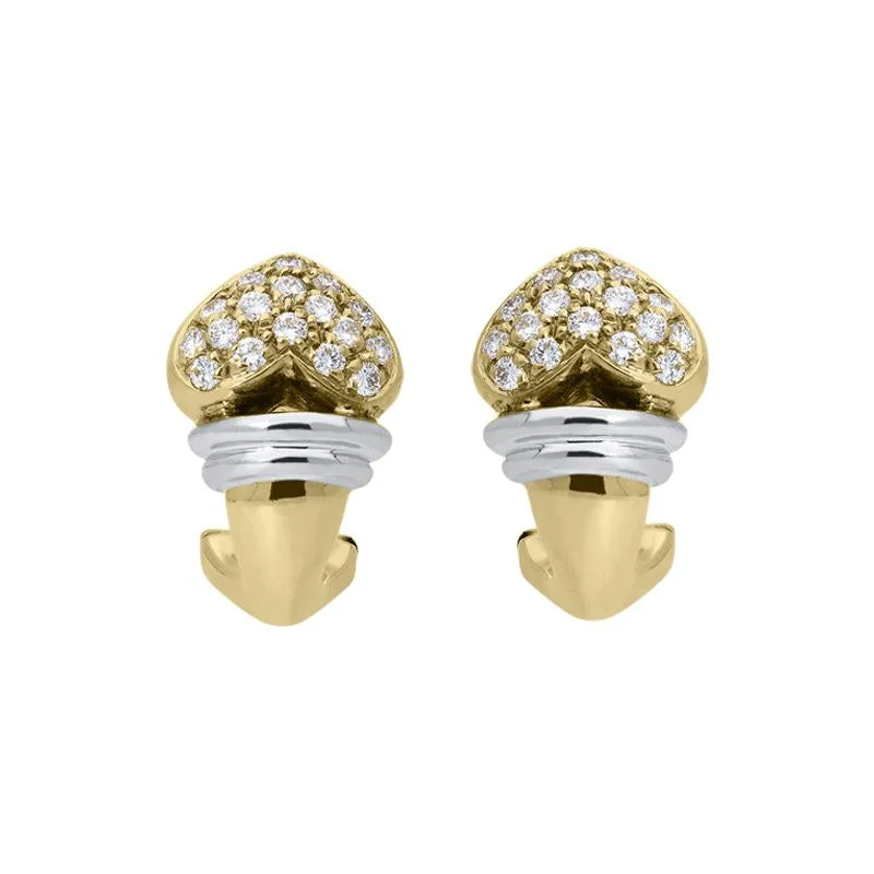 Picchiotti 18ct Yellow Gold Diamond Heart Hinge Back Earrings D