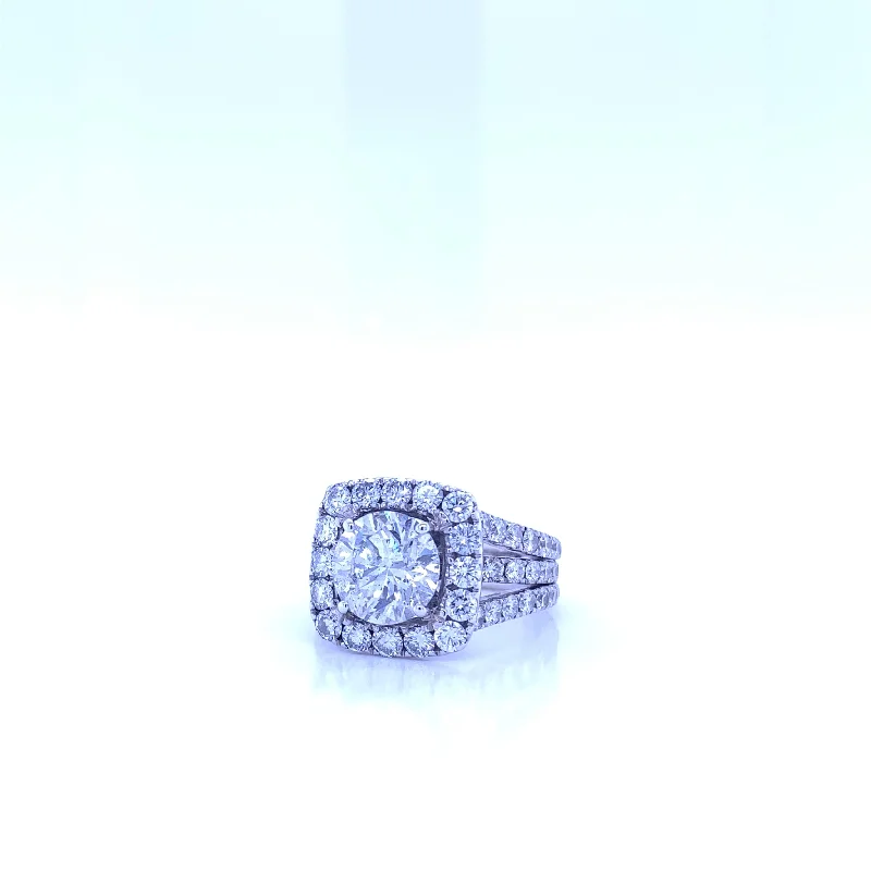 Art Deco - Inspired Women's Diamond Rings with Geometric Designs and Baguette - Cut DiamondsGIA Certified 2.37 Carat Round Brilliant Cut Halo Engagement Diamond Art Deco - Inspired Women's Diamond Rings with Geometric Designs and Baguette - Cut DiamondsGIA Certified 2.37 Carat Round Brilliant Cut Halo Engagement Diamond