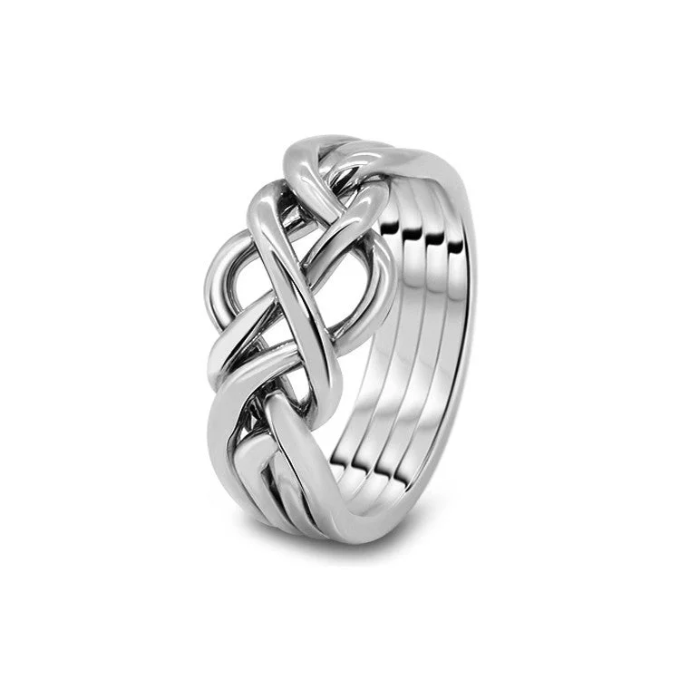 Sterling silver puzzle rings featuring zodiac symbolsMens Platinum 4O-M