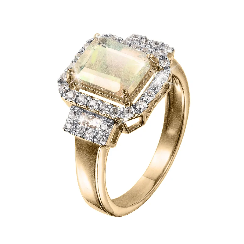 Floral - Patterned Women's Rings in 18K Yellow Gold for a Feminine LookAurora Opal Ring Floral - Patterned Women's Rings in 18K Yellow Gold for a Feminine LookAurora Opal Ring