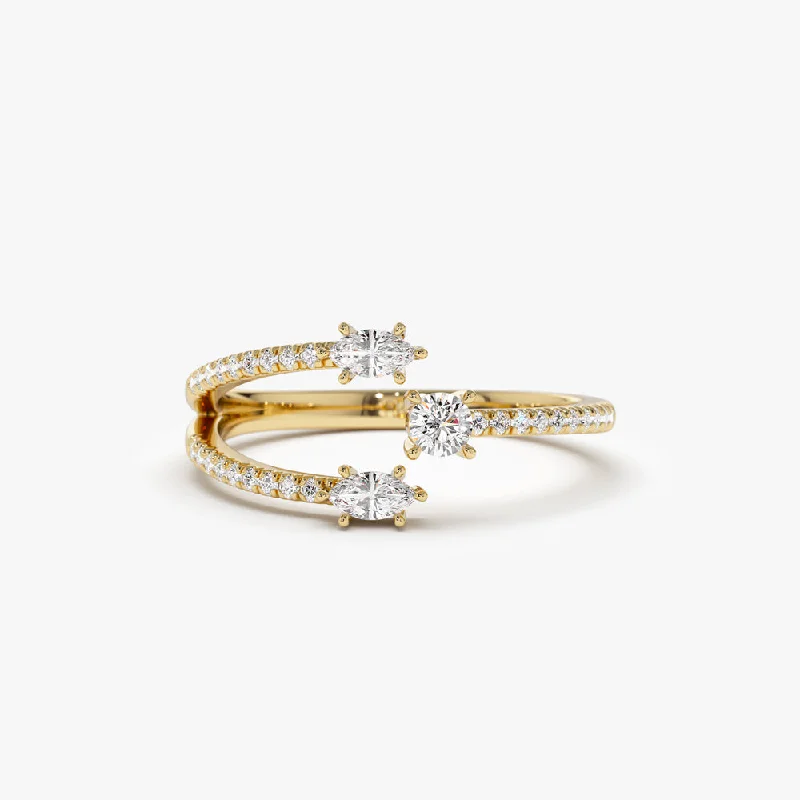 Women's Diamond Rings with Sapphire Accents in Blue for a Colorful and Sophisticated Touch14k Open Design Marquise Diamond Claw Ring Women's Diamond Rings with Sapphire Accents in Blue for a Colorful and Sophisticated Touch14k Open Design Marquise Diamond Claw Ring