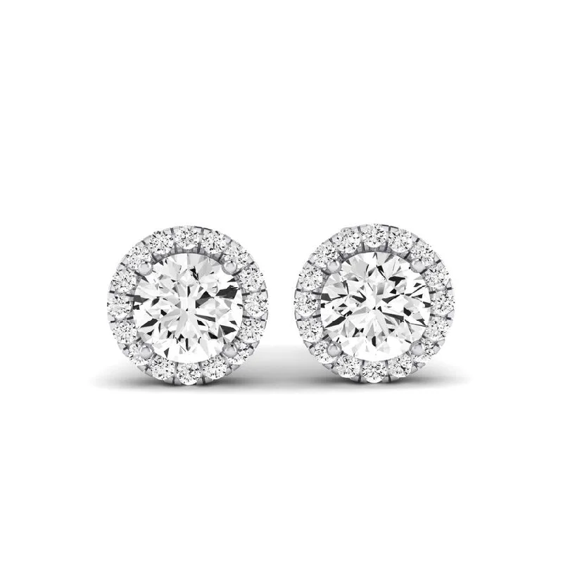 Halo - Style Women's Diamond Rings with a Center Diamond Surrounded by Smaller Diamonds in 18K GoldMeadow Round Cut Diamond Halo Stud Earrings Halo - Style Women's Diamond Rings with a Center Diamond Surrounded by Smaller Diamonds in 18K GoldMeadow Round Cut Diamond Halo Stud Earrings