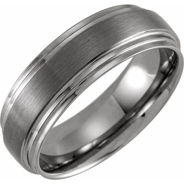 Men's high - quality handmade rings for artisanal appealTungsten 8 mm Double Edge Band Men's high - quality handmade rings for artisanal appealTungsten 8 mm Double Edge Band
