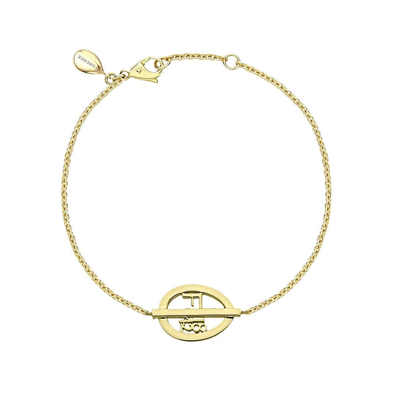 Faberge 1842 18ct Yellow Gold Egg Chain Bracelet