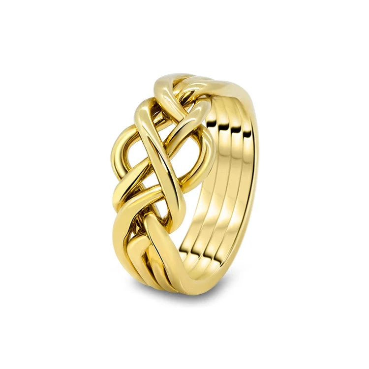 Puzzle rings with a compass rose for a sense of directionMens Gold 4O-M