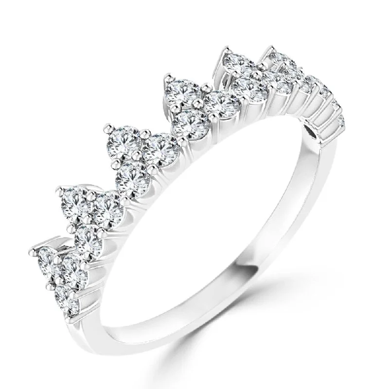Women's Diamond Rings with Side - Stone Pave Setting for a Sparkling and Continuous ShineAuriya 10K While Gold 5/8ct TDW Prong Diamond Crown Wedding Band Women's Diamond Rings with Side - Stone Pave Setting for a Sparkling and Continuous ShineAuriya 10K While Gold 5/8ct TDW Prong Diamond Crown Wedding Band