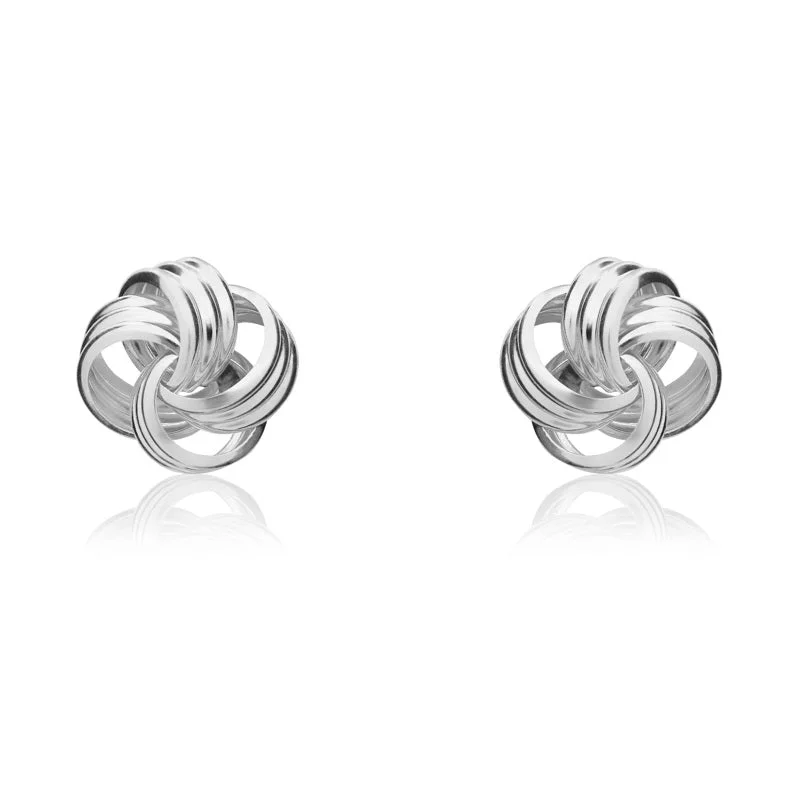 9ct White Gold 9mm Looped Knot Stud Earrings