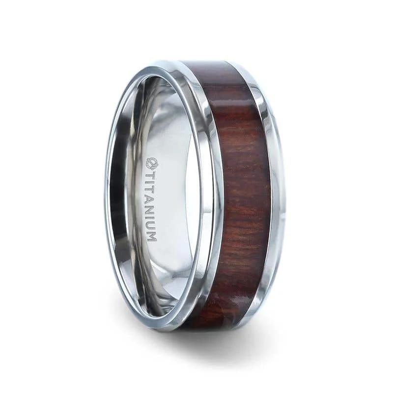 Men's spinning rings for fidget - friendly useThorsten SEQUOIA Red Wood Inlaid Titanium Flat Polished Finish Men's Wedding Ring With Beveled Edges - 8mm Men's spinning rings for fidget - friendly useThorsten SEQUOIA Red Wood Inlaid Titanium Flat Polished Finish Men's Wedding Ring With Beveled Edges - 8mm