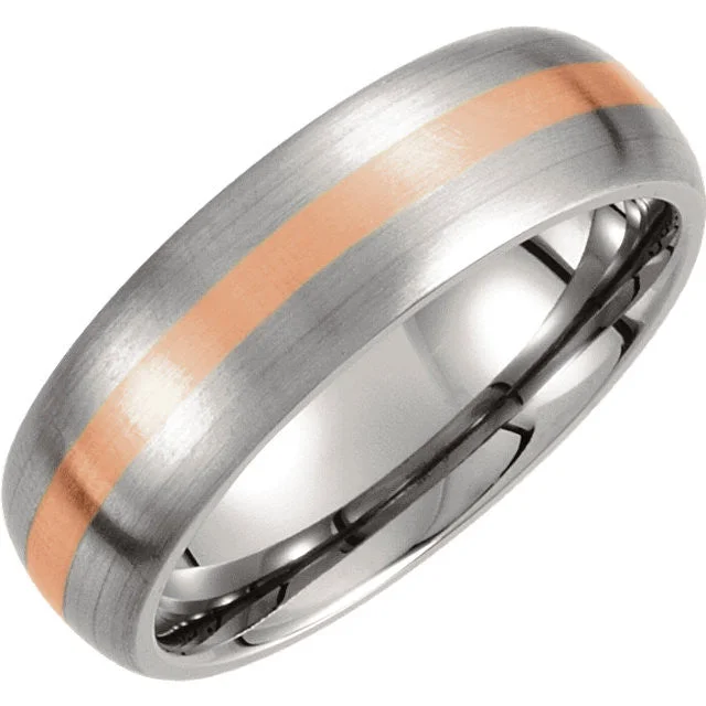 Men's waterproof rings for water - based activitiesTitanium & 14k Rose Gold Inlay 7mm Satin Finish Band Men's waterproof rings for water - based activitiesTitanium & 14k Rose Gold Inlay 7mm Satin Finish Band