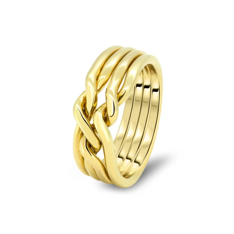 Puzzle rings made from recycled metals for eco - friendly choicesMens Gold 4CN-M