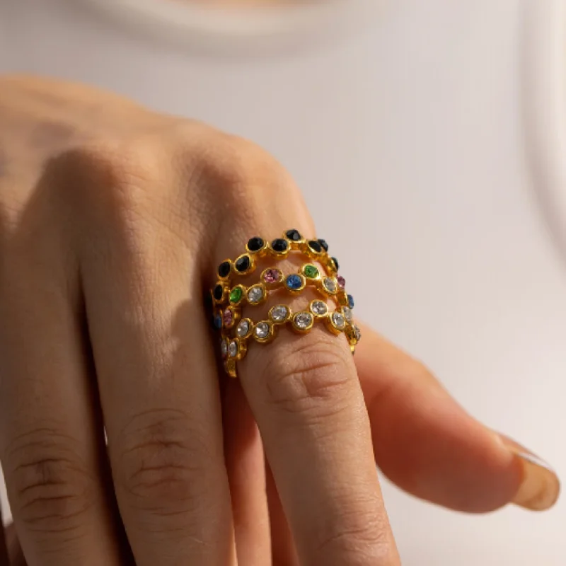 Minimalist Women's Rings with a Single Pearl in 14K Gold - Plated BandsLITTLE WAVES - ADJUSTABLE BLACK / RAINBOW / CRYSTAL WATERPROOF GOLD RINGS Minimalist Women's Rings with a Single Pearl in 14K Gold - Plated BandsLITTLE WAVES - ADJUSTABLE BLACK / RAINBOW / CRYSTAL WATERPROOF GOLD RINGS