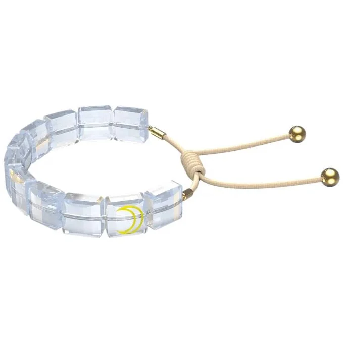 Swarovski Letra Moon White Crystal Gold Tone Adjustable Cord Bracelet
