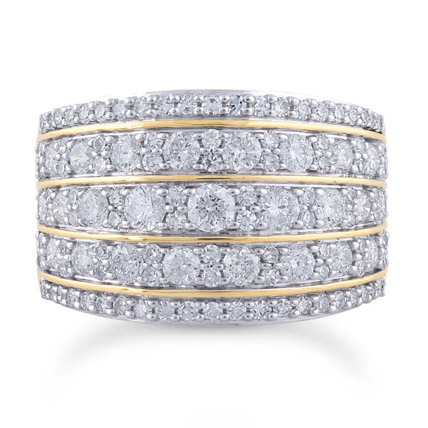 Three - Stone Women's Diamond Rings Symbolizing Past, Present, and Future with Emerald - Cut Diamonds18ct Yellow Gold 1.50Ct Pave Set Diamond Dress Ring Three - Stone Women's Diamond Rings Symbolizing Past, Present, and Future with Emerald - Cut Diamonds18ct Yellow Gold 1.50Ct Pave Set Diamond Dress Ring